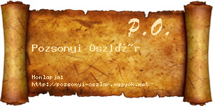 Pozsonyi Oszlár névjegykártya